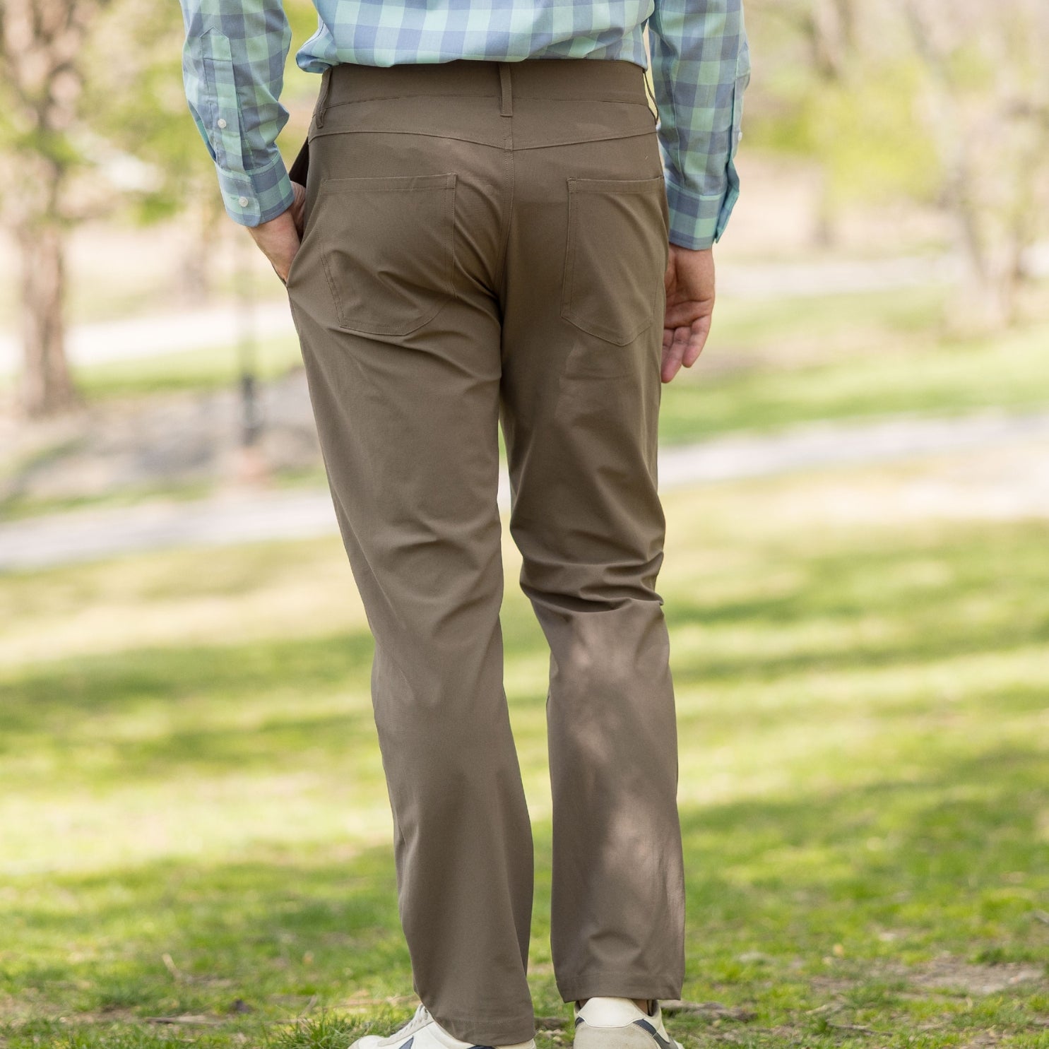 New ! Flat Front Adaptive Stretch Tech Pant with Magnetic Closures - Brown