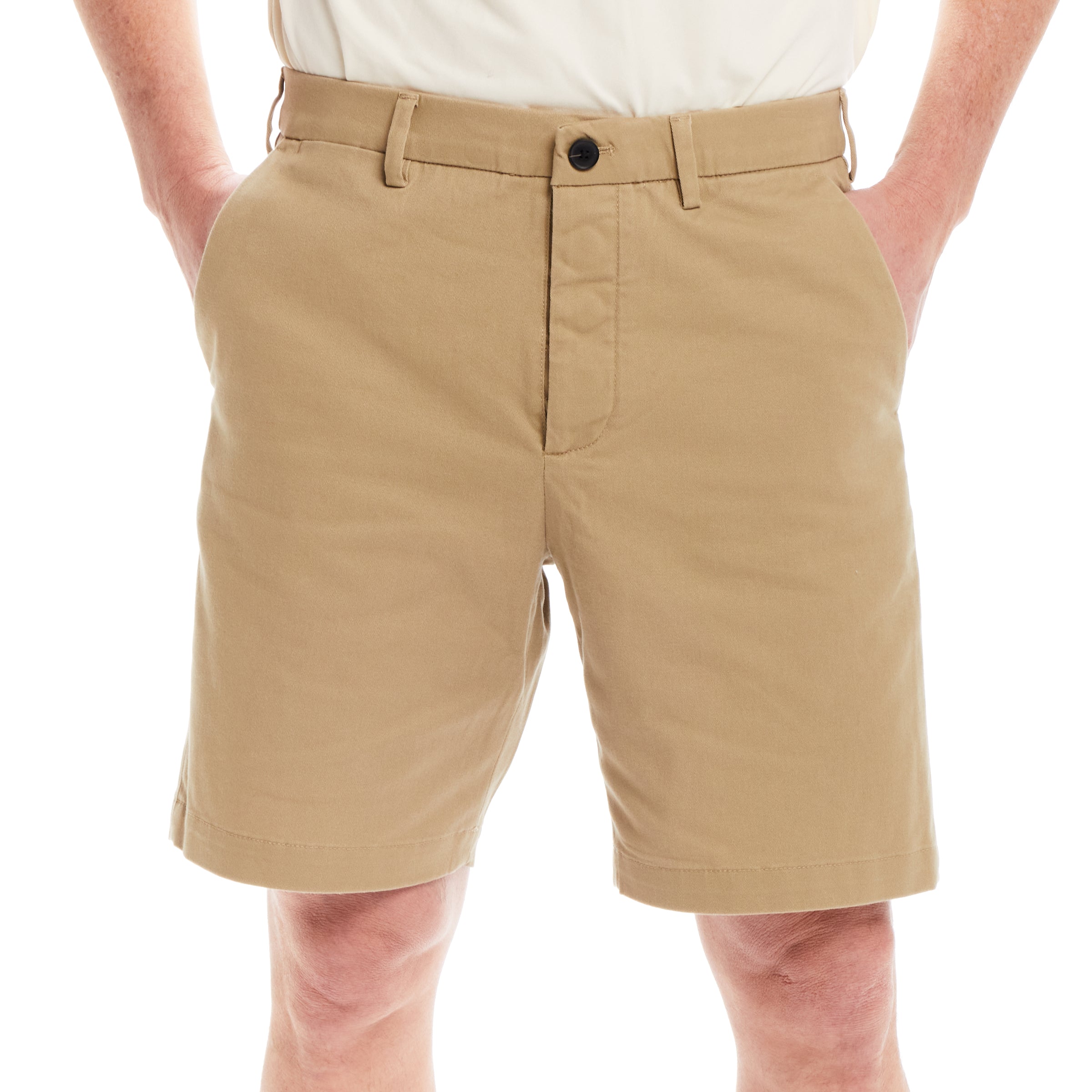 Flat Front 'Fordham' Easy-Care Chino Twill Short with Magnetic Closures - Khaki