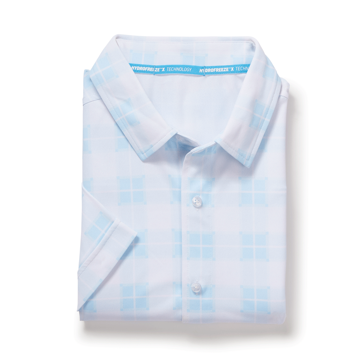 MagnaReady x Arctic Cooling Pique Polo Short Sleeves in Sky Gingham
