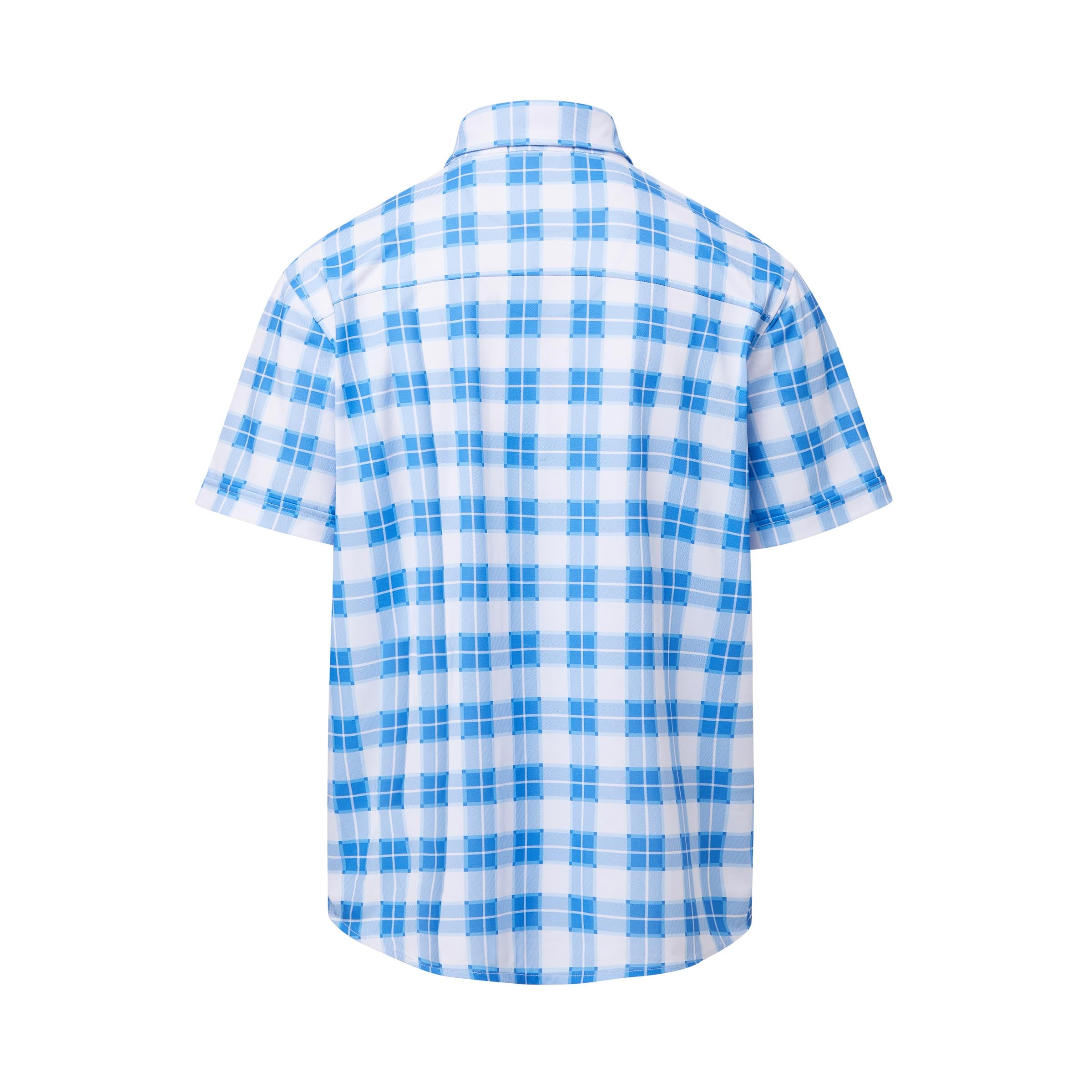 Adaptive Cooling Magnetic Front Short Sleeves Shirt in Blue Gingham