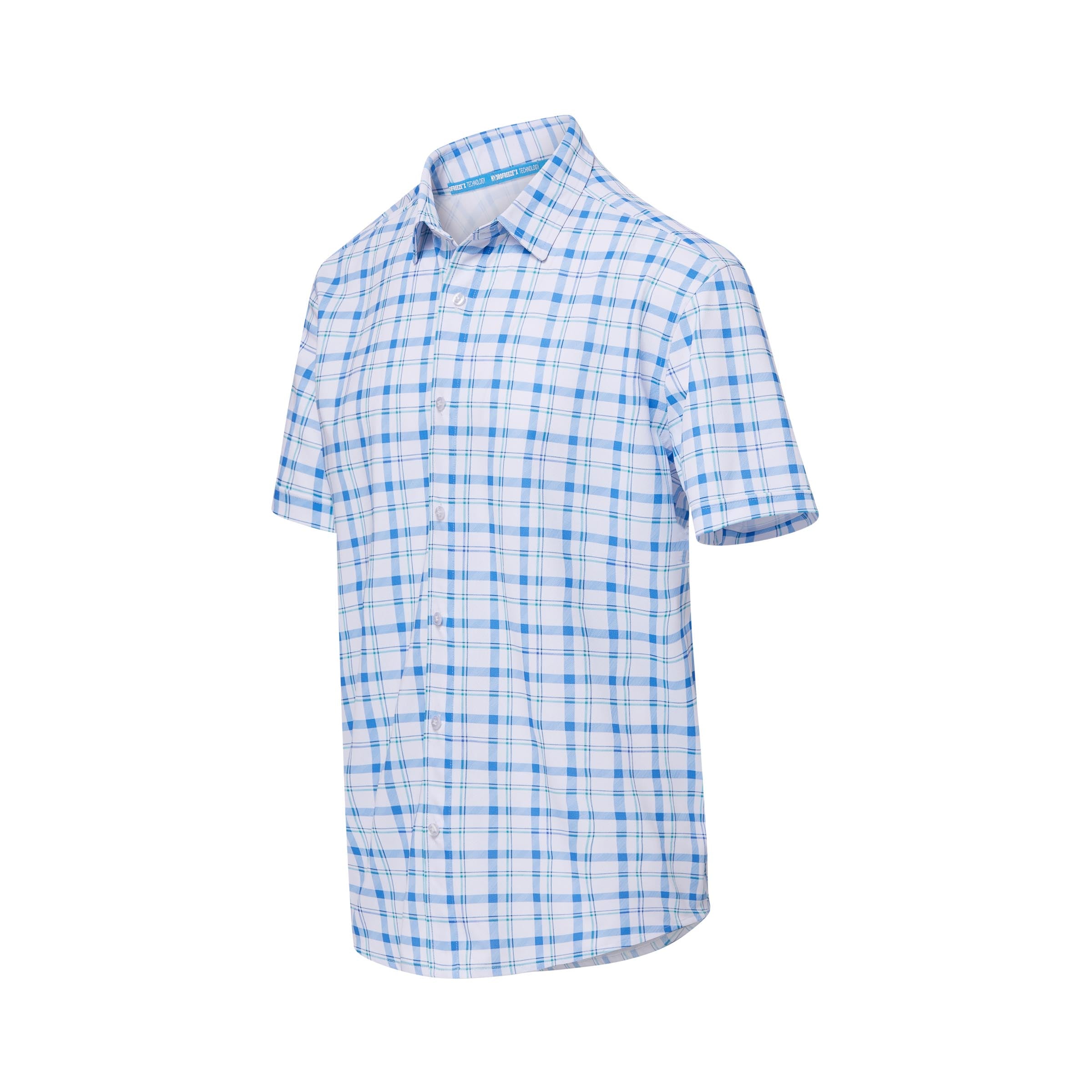 MagnaReady x Arctic Cooling Pique Polo Short Sleeves in Blue Plaid