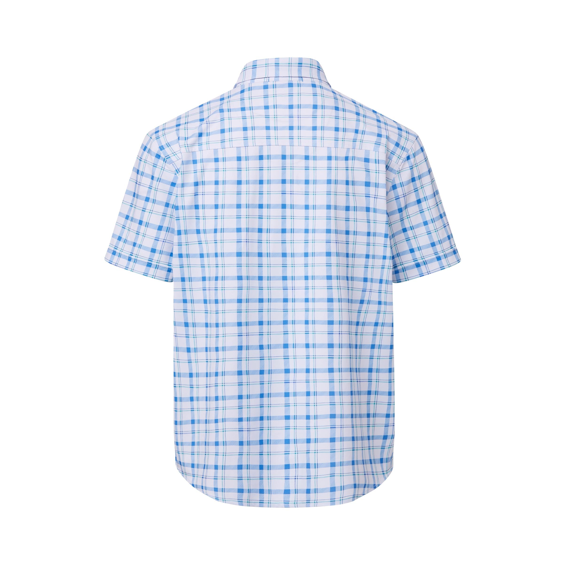MagnaReady x Arctic Cooling Pique Polo Short Sleeves in Blue Plaid