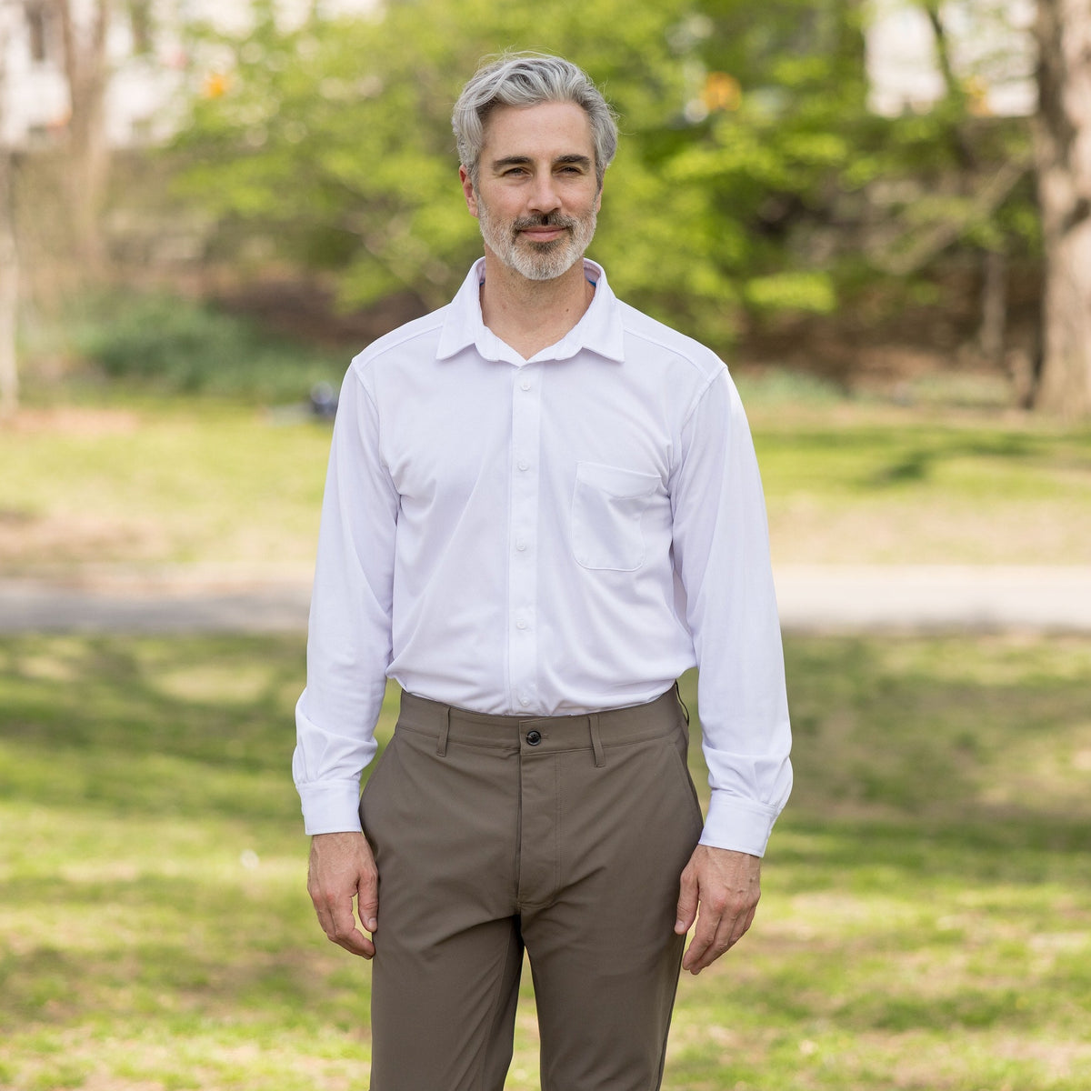 Magnetic Front Long Sleeve Cooling Shirt in Cooling White