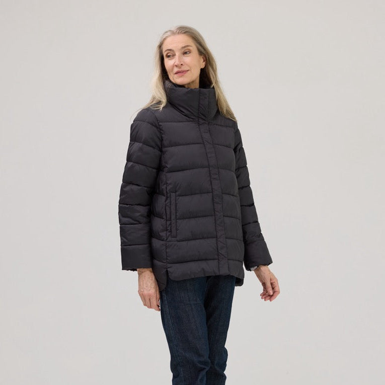 Weatherproof x MagnaReady Women's Magnetic Front Puffer Jacket Coat in Black