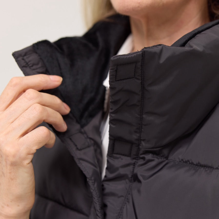 Weatherproof x MagnaReady Women's Magnetic Front Puffer Jacket Coat in Black