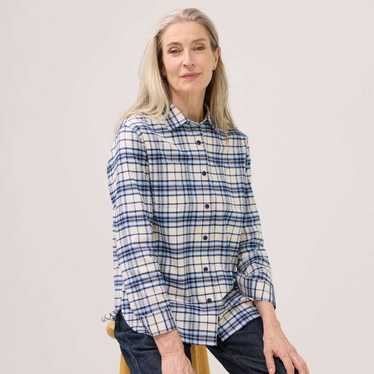 Women’s Adaptive Navy Flannel Shirt with Magnetic Closures