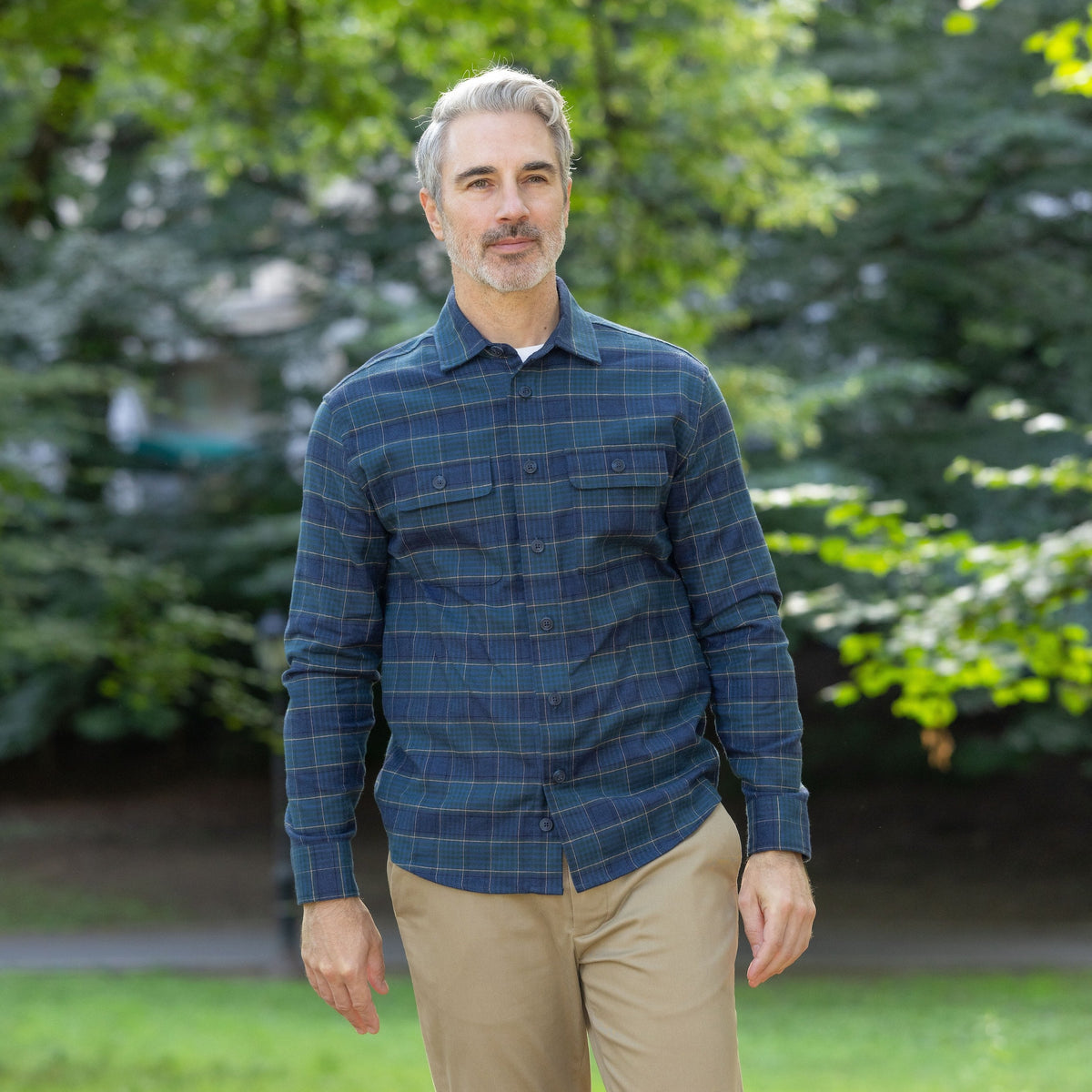 Adaptive Teal Green Plaid Flannel Shirt with Magnetic Closures