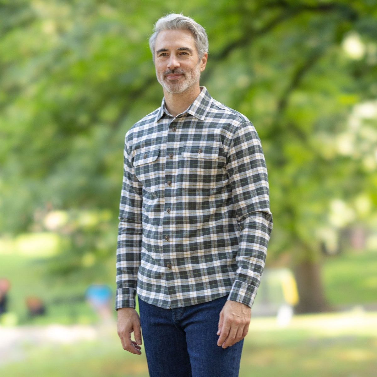 Adaptive Olive Plaid Flannel Shirt with Magnetic Closures