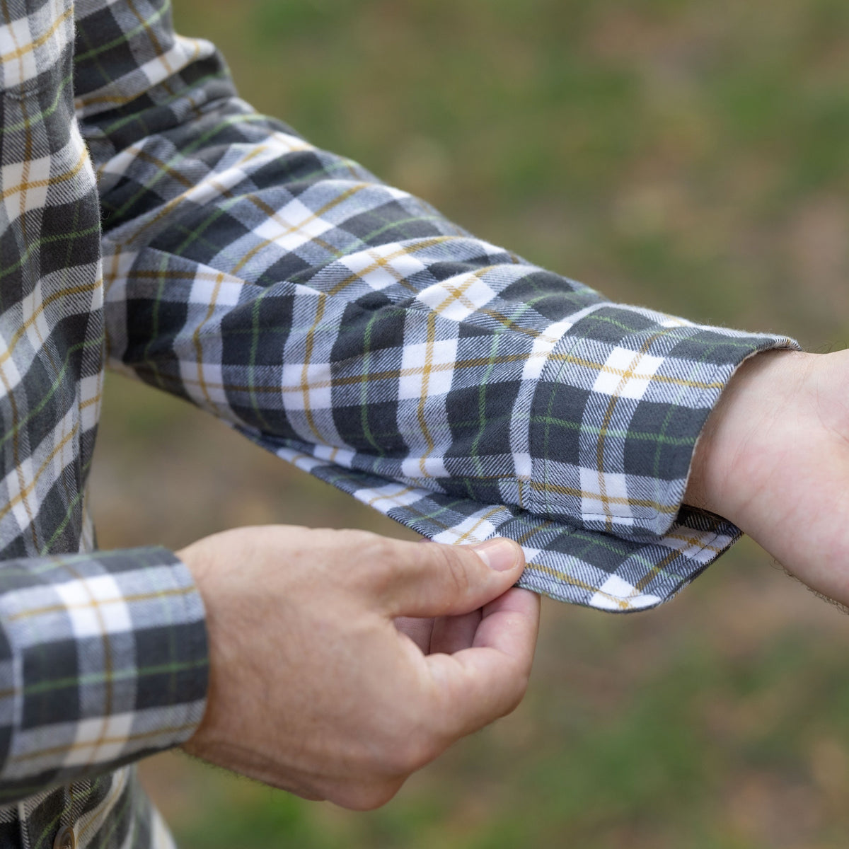Adaptive Olive Plaid Flannel Shirt with Magnetic Closures