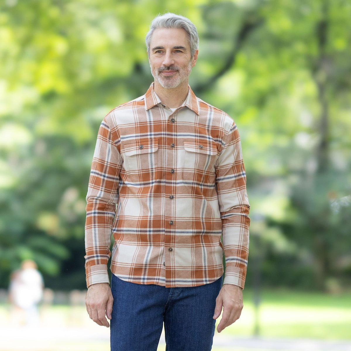 Adaptive Brown Plaid Flannel Shirt with Magnetic Closures