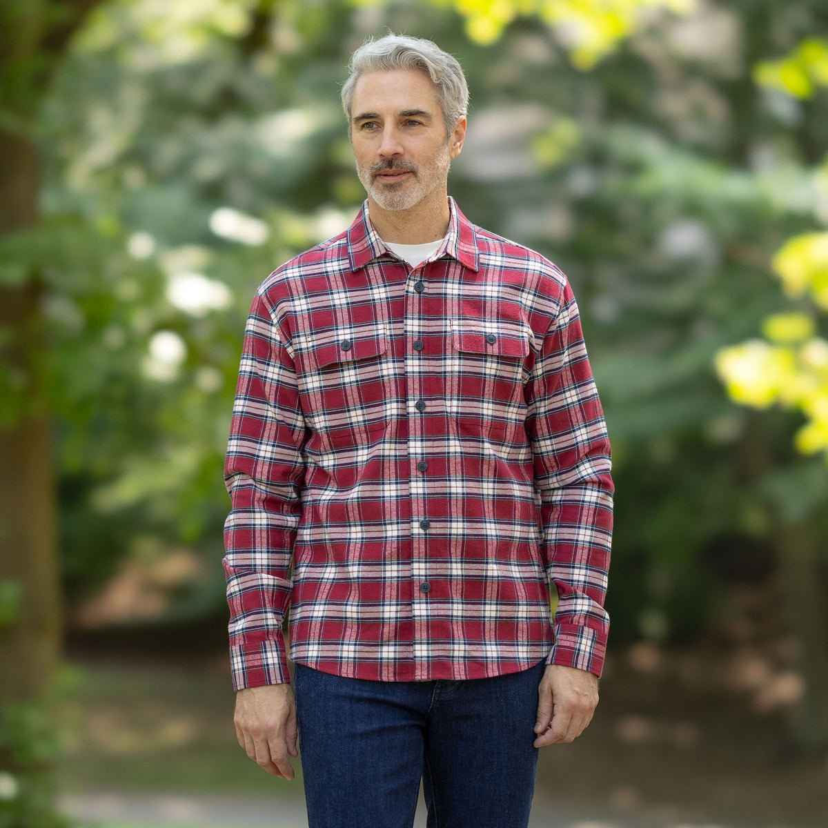 Adaptive Red Plaid Flannel Shirt with Magnetic Closures