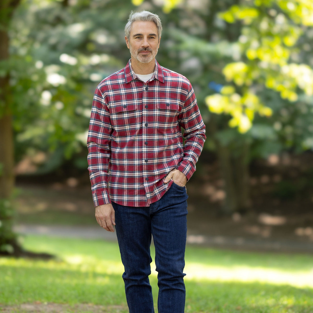 Adaptive Red Plaid Flannel Shirt with Magnetic Closures