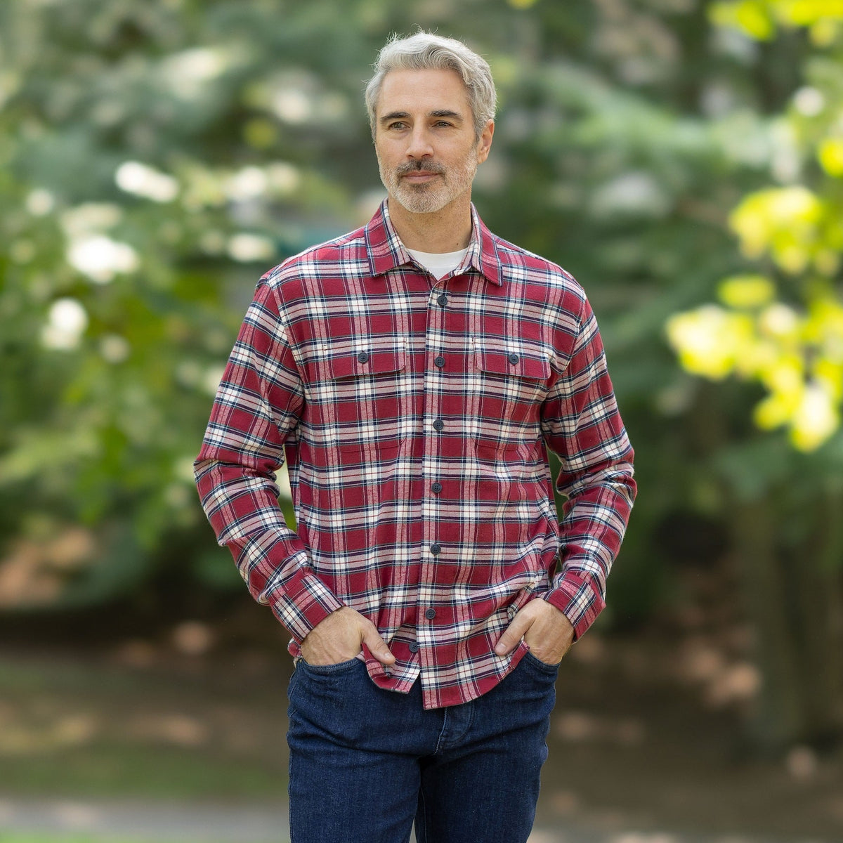 Adaptive Red Plaid Flannel Shirt with Magnetic Closures