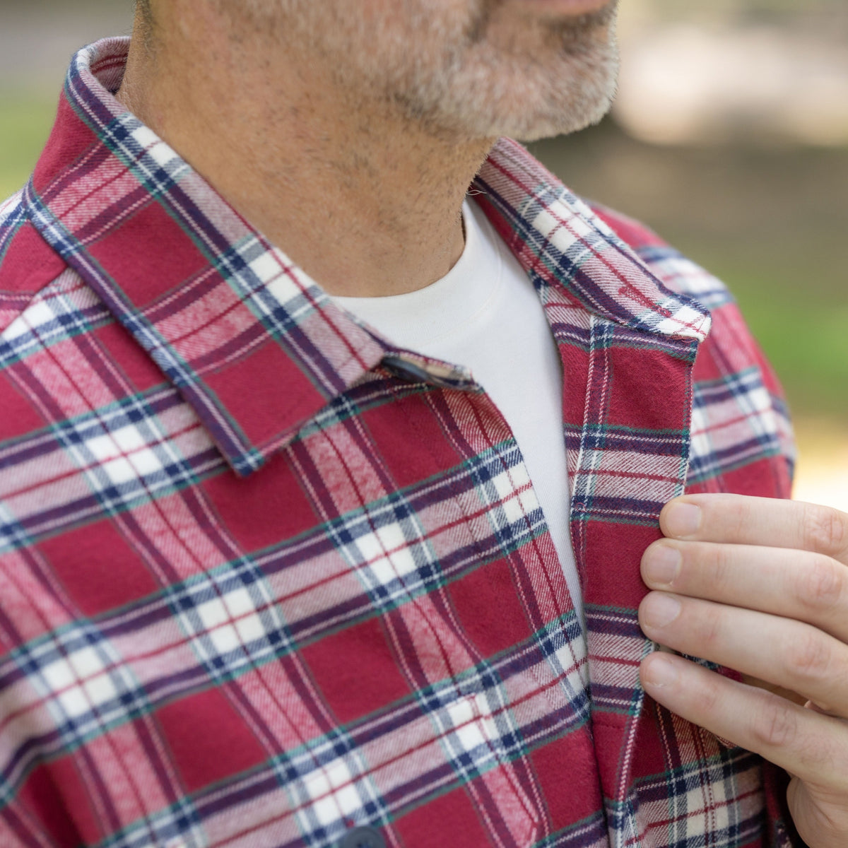 Adaptive Red Plaid Flannel Shirt with Magnetic Closures