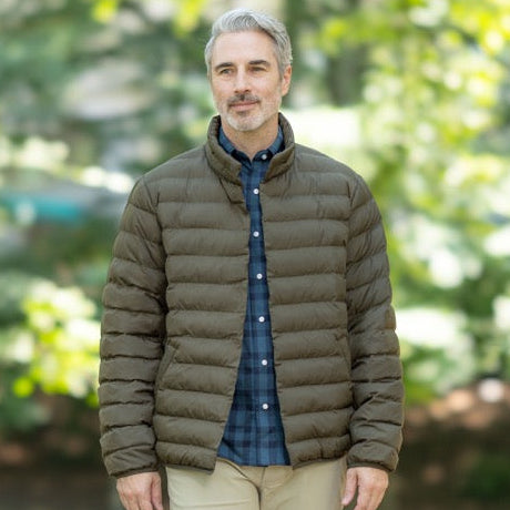 Weatherproof x MagnaReady Magnetic Front Water-Resistant Puffer Jacket in Olive
