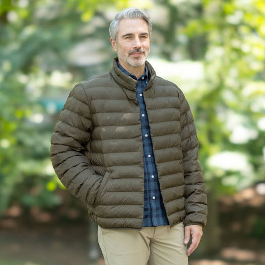 Weatherproof x MagnaReady Magnetic Front Water-Resistant Puffer Jacket in Olive