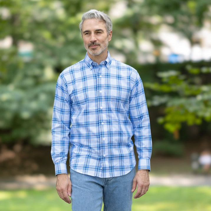 Long Sleeve Magnetic Closure Button-Down in Royal Blue | MagnaReady - view 5