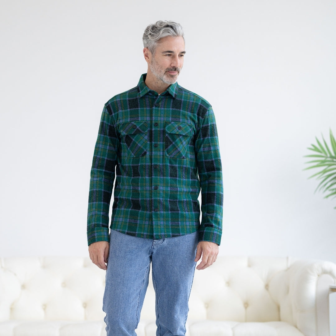 New! Adaptive Teal Plaid Flannel Shirt with Magnetic Closures