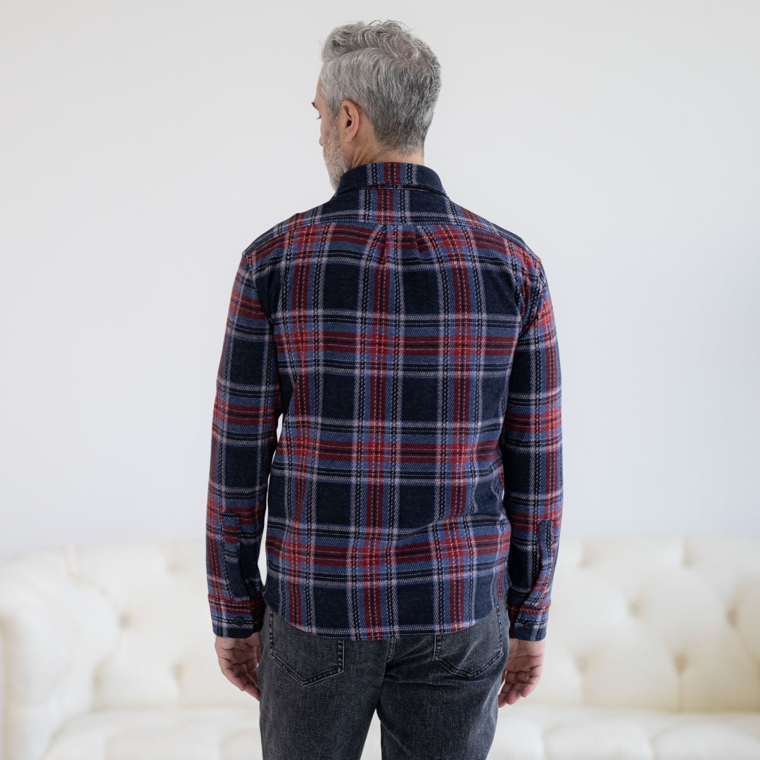 New! Adaptive Blue and Red Plaid Flannel Shirt with Magnetic Closures