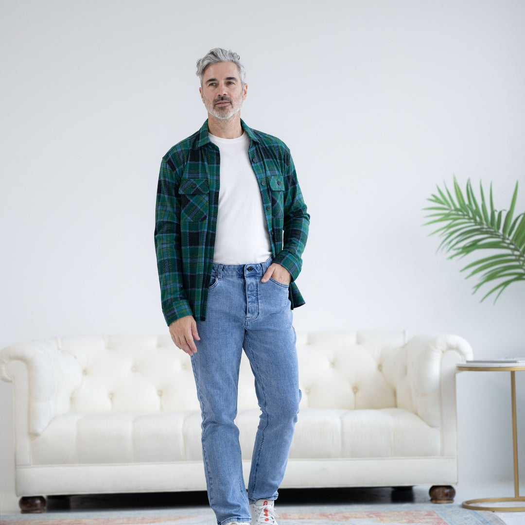 New! Adaptive Teal Plaid Flannel Shirt with Magnetic Closures
