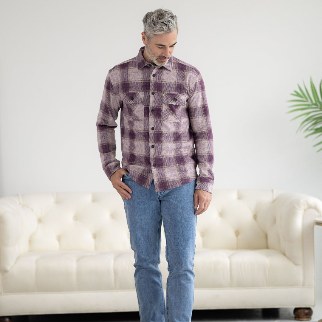 New! Adaptive Orchid Plaid Flannel Shirt with Magnetic Closures