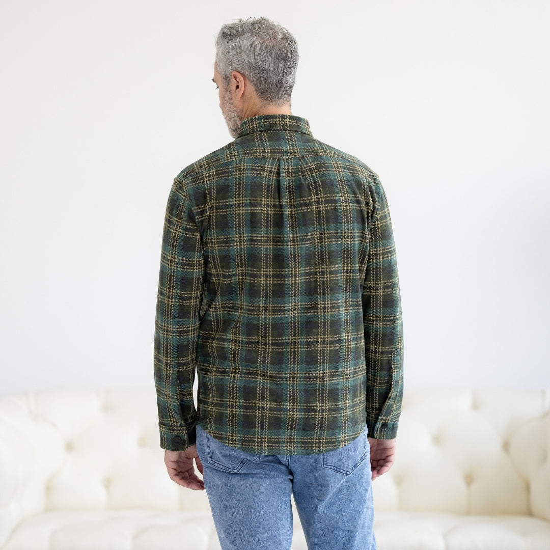 New! Adaptive Olive Plaid Flannel Shirt with Magnetic Closures