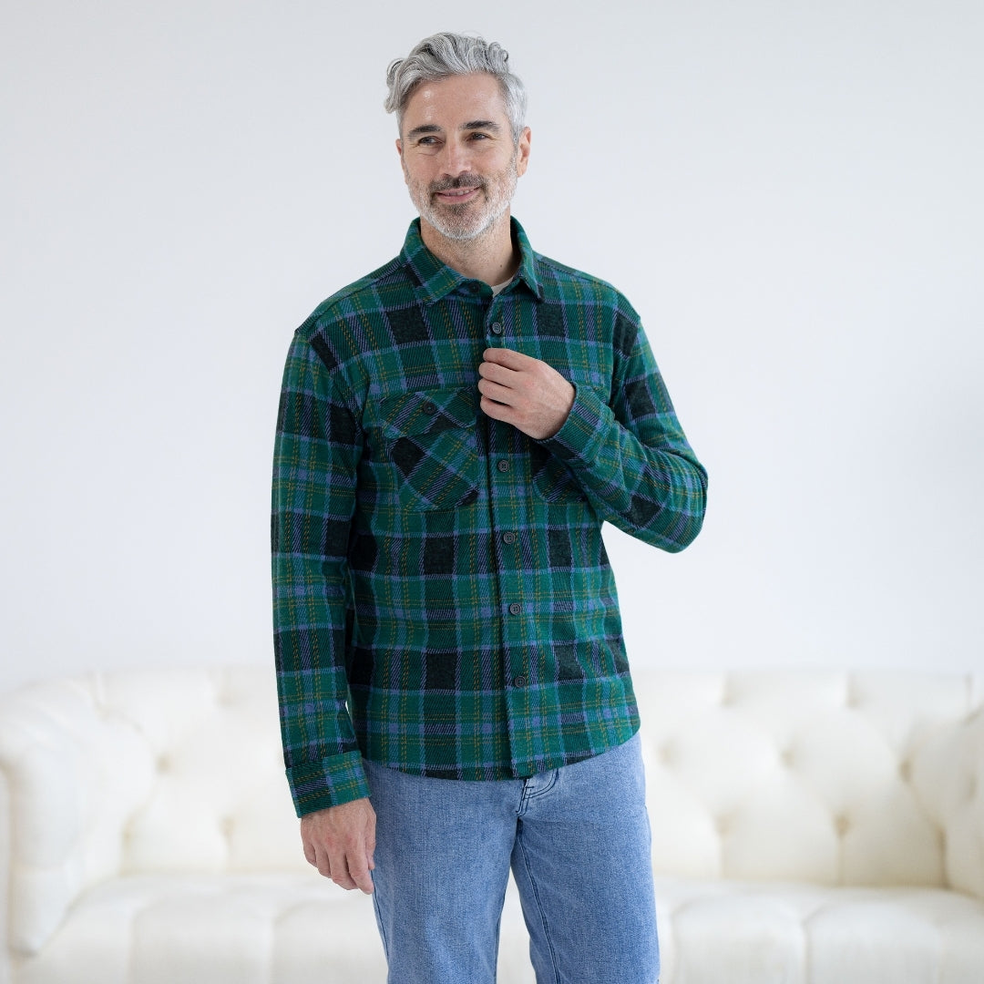 New! Adaptive Teal Plaid Flannel Shirt with Magnetic Closures