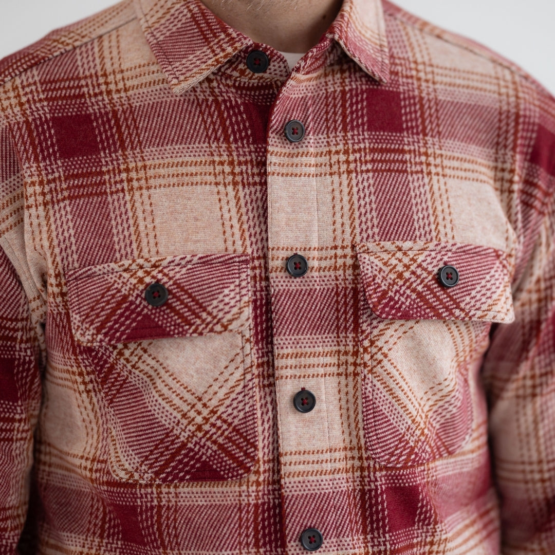 New! Adaptive Red and Orange Plaid Flannel Shirt with Magnetic Closures