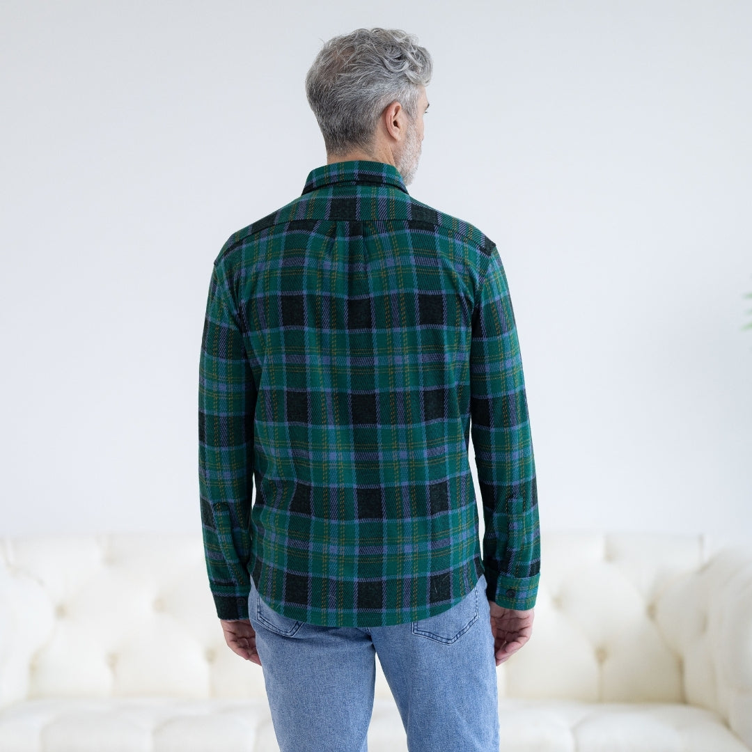 New! Adaptive Teal Plaid Flannel Shirt with Magnetic Closures