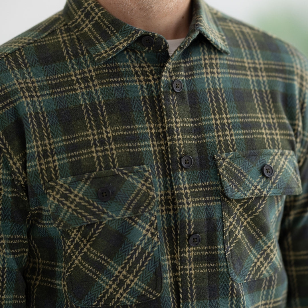 New! Adaptive Olive Plaid Flannel Shirt with Magnetic Closures