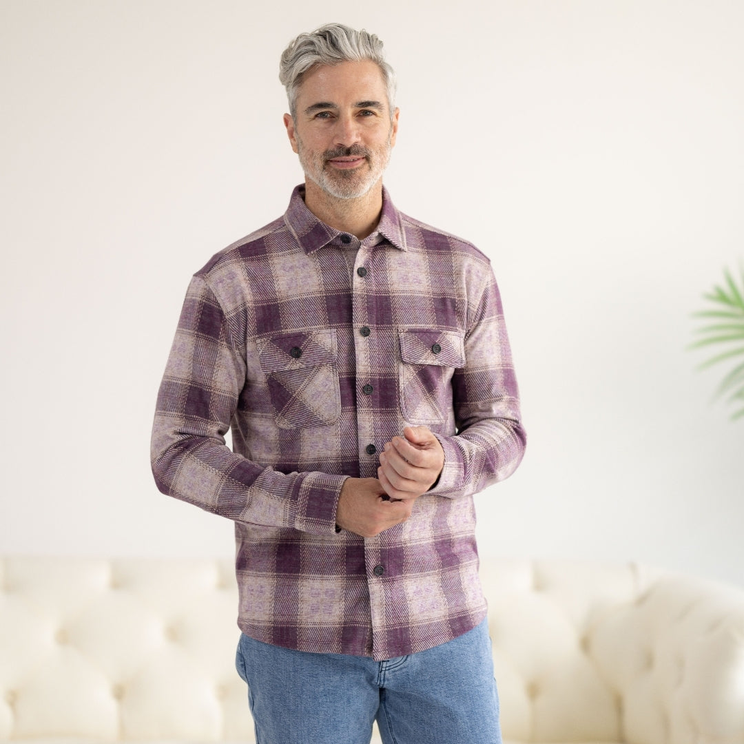 New! Adaptive Orchid Plaid Flannel Shirt with Magnetic Closures