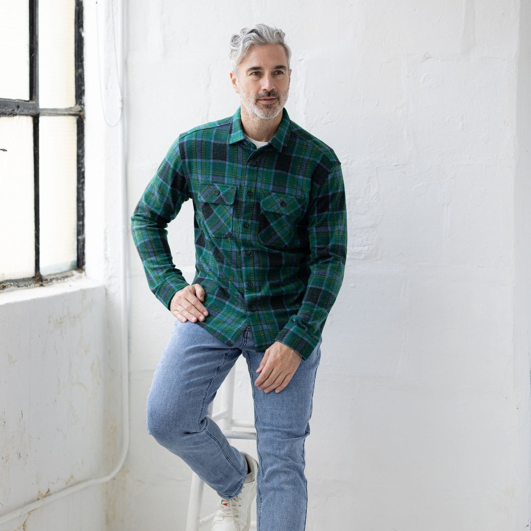 New! Adaptive Teal Plaid Flannel Shirt with Magnetic Closures