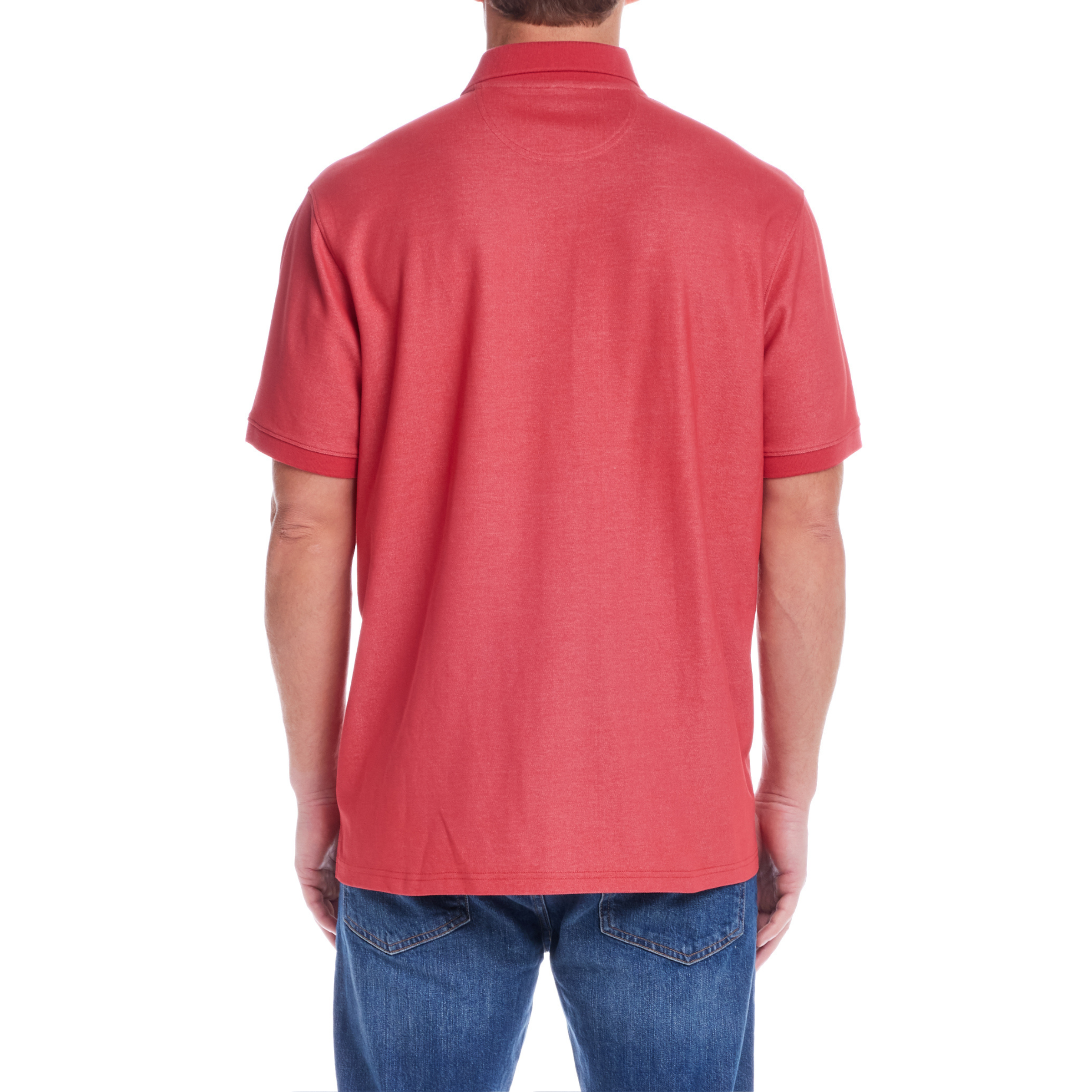 Red Heather Pique Knit Short Sleeve Polo with Magnetic Closures
