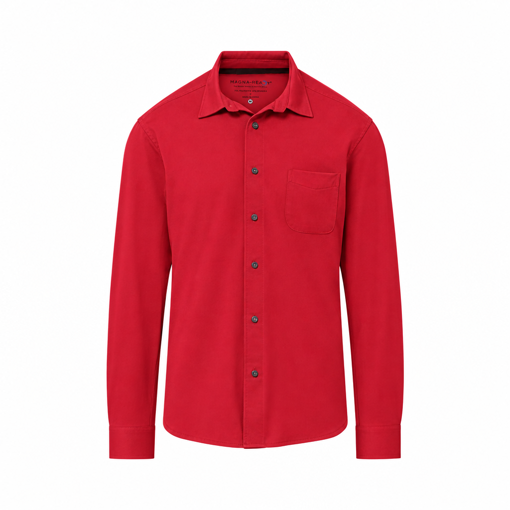 Magnetic Front Long Sleeve Cooling Shirt in Rio Red