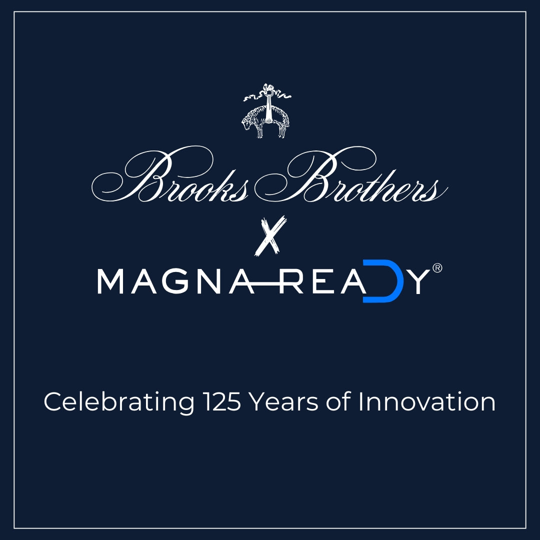 Brooks Brothers and Magna-Ready logo, celebrating 125 years of innovation in fashion.