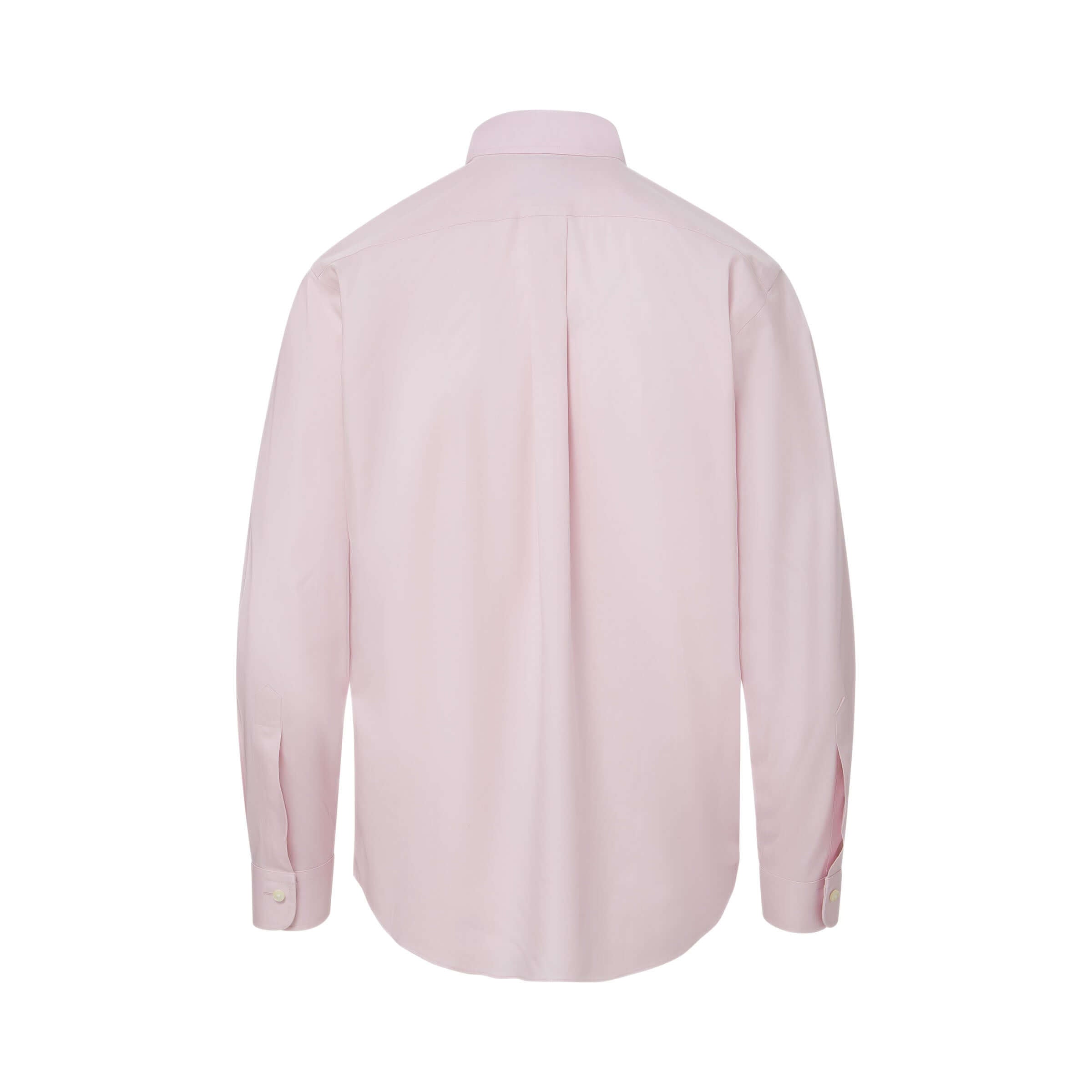 Back view of Brooks Brothers x MagnaReady pink long sleeve polo shirt with button-down collar and adaptive technology.