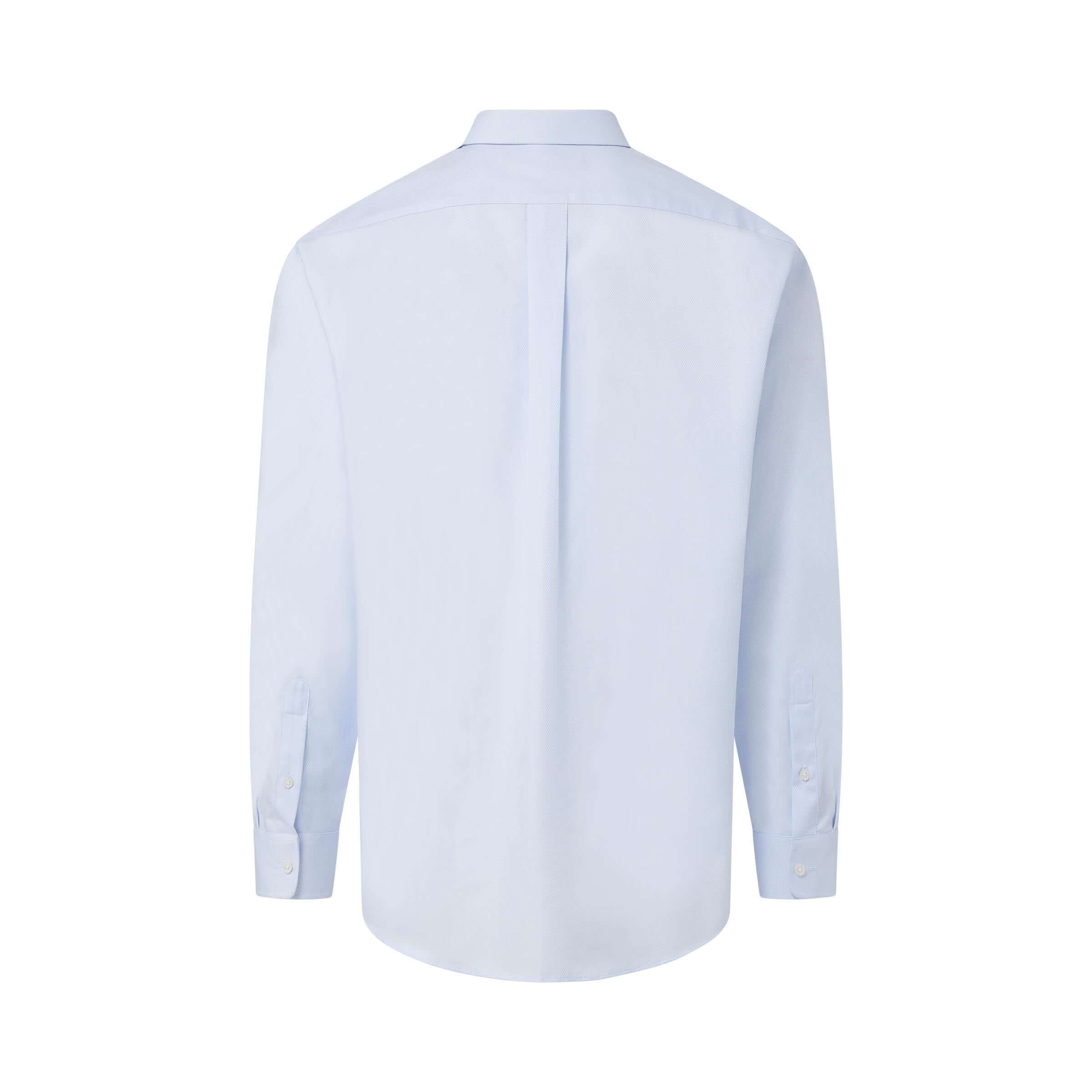 Light blue long sleeve 'Ryan' dress shirt back view with adaptive design and magnetic closures for comfort and style.
