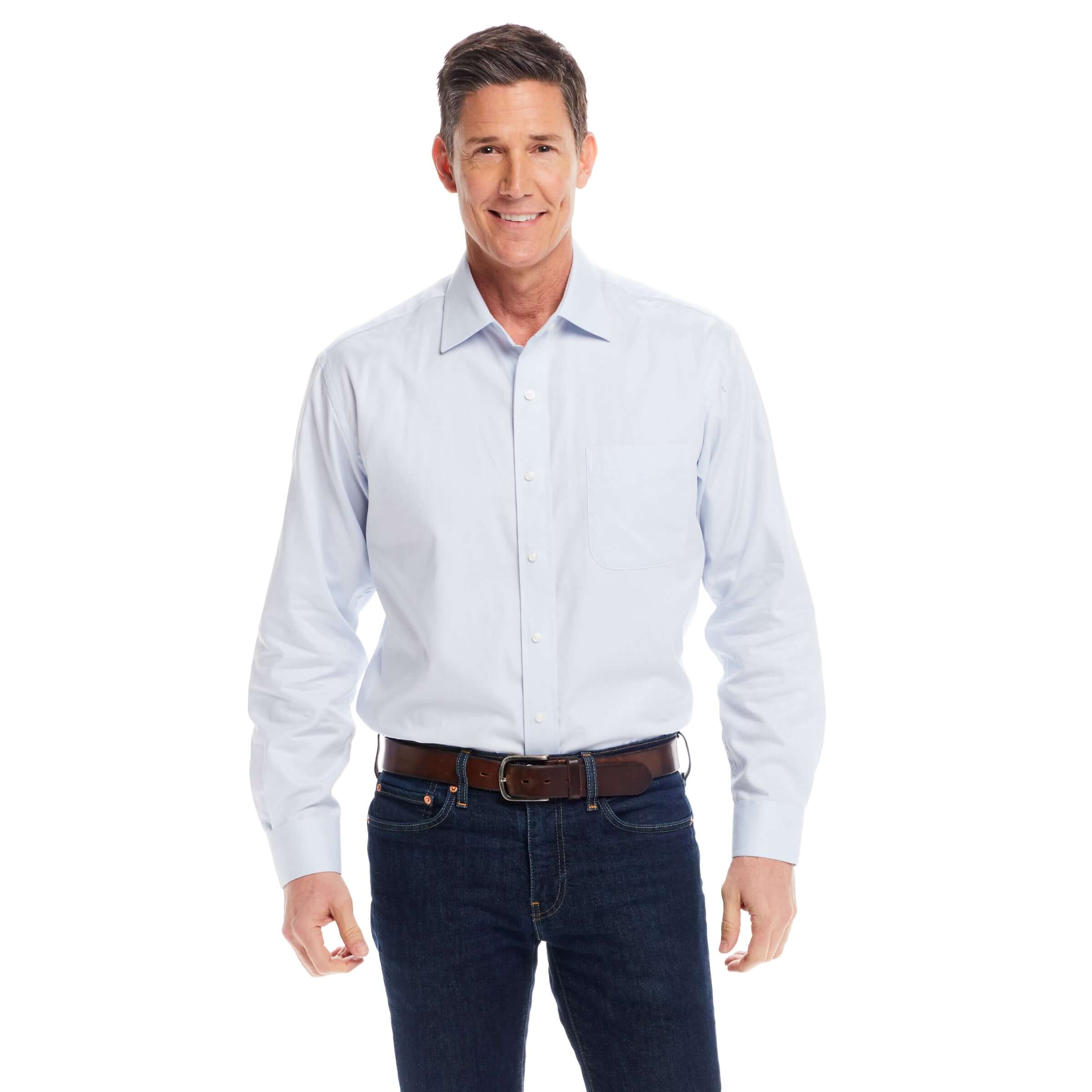 Classic light blue 'Ryan' dress shirt with magnetic closures, perfect for comfort and style.