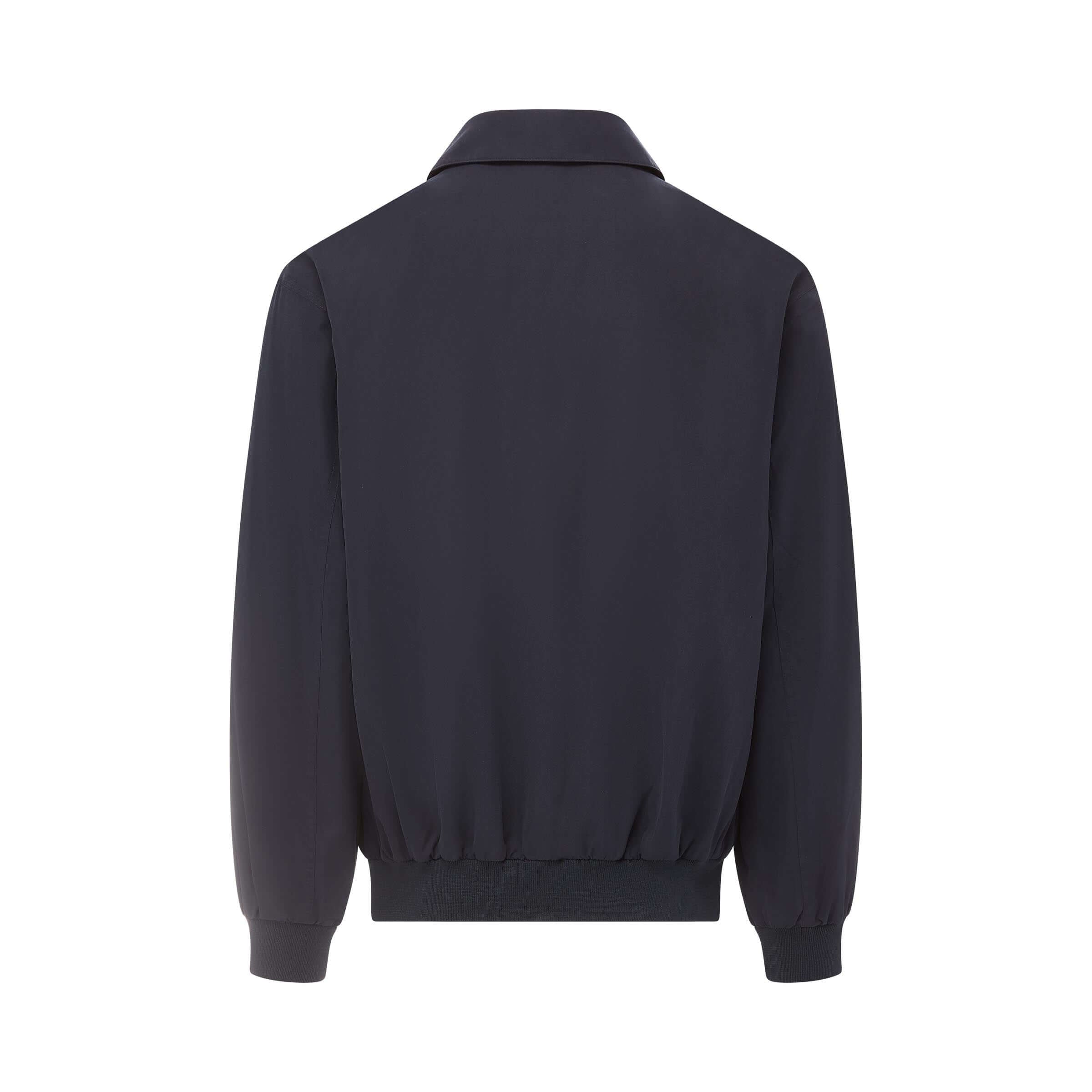 Back view of the MagnaReady® X Weatherproof Navy Golf Jacket, featuring a classic design and comfortable fit.