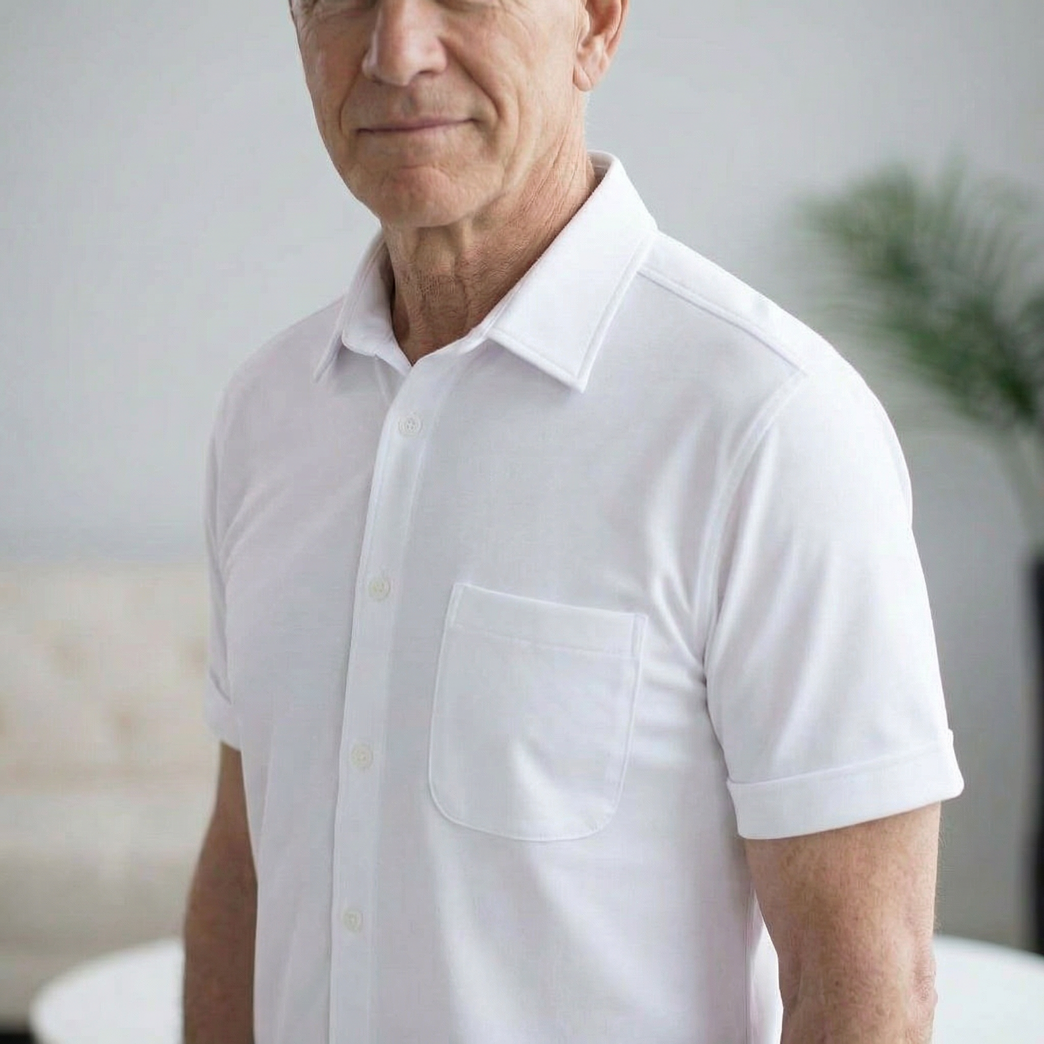 Adaptive Cooling Magnetic Front Short Sleeve Shirt in White