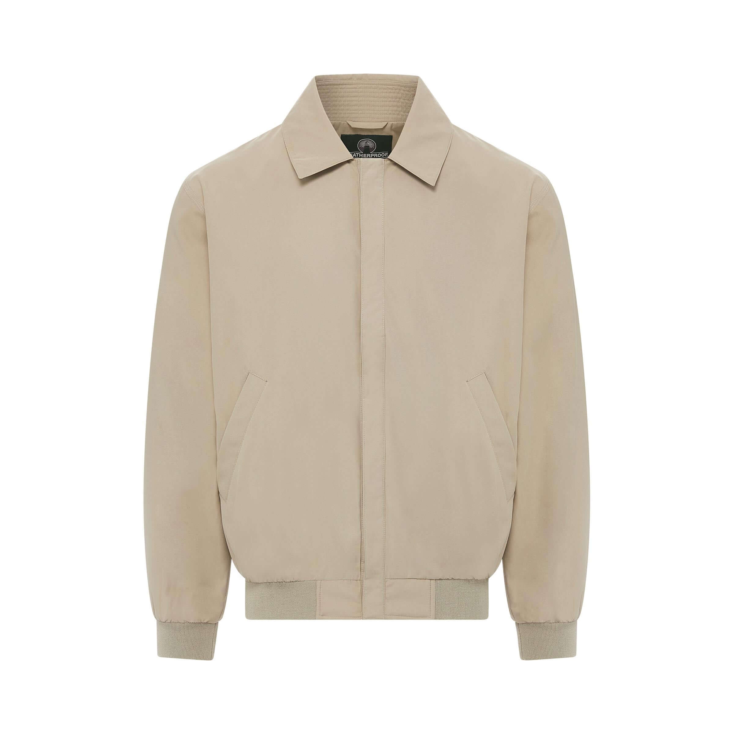 MagnaReady x Weatherproof Classic Magnetized Front Golf Jacket in New Stone, lightweight and water-resistant for easy wear.