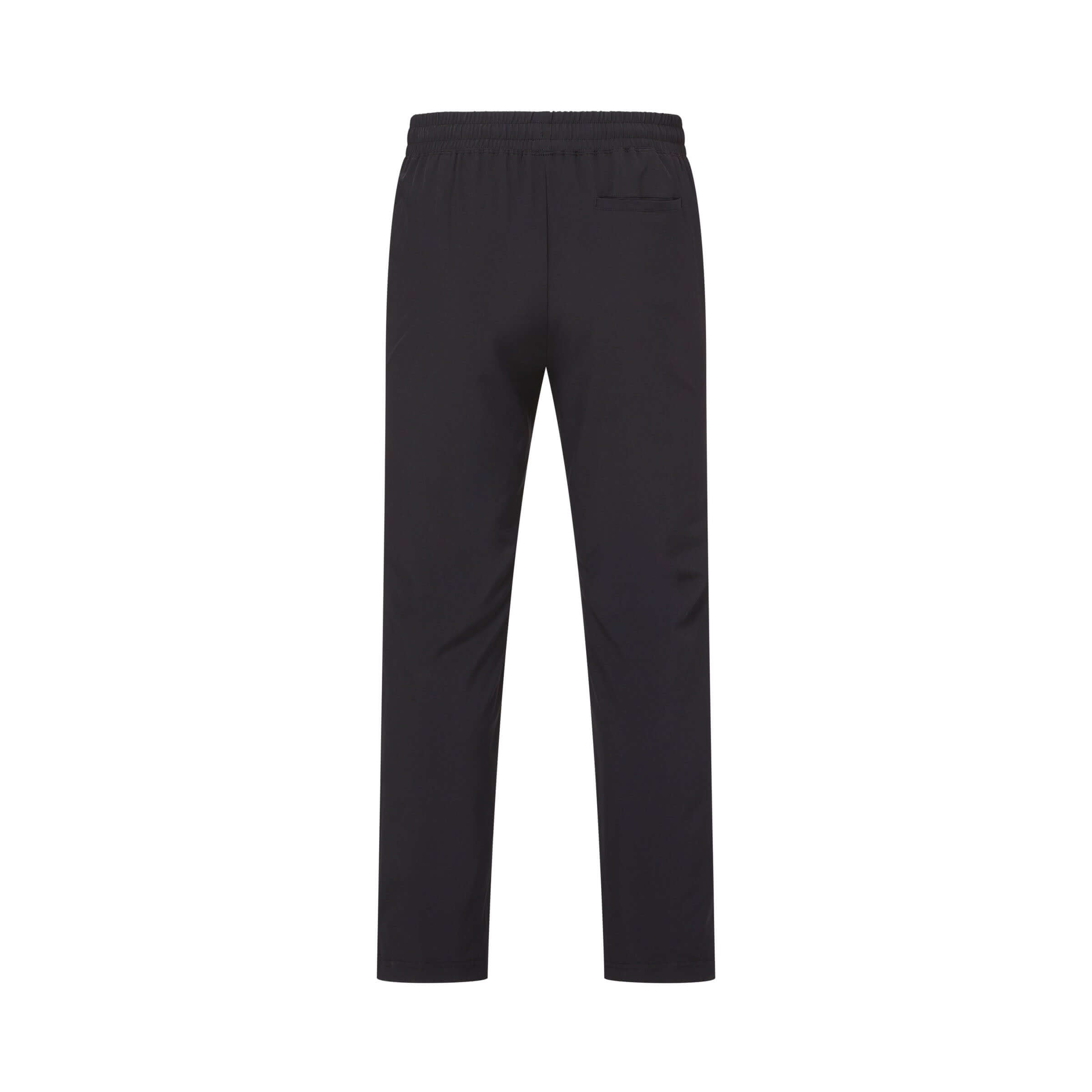 Men's adaptive elastic waist track pants in black, featuring a sleek straight-leg fit and stylish back pocket.