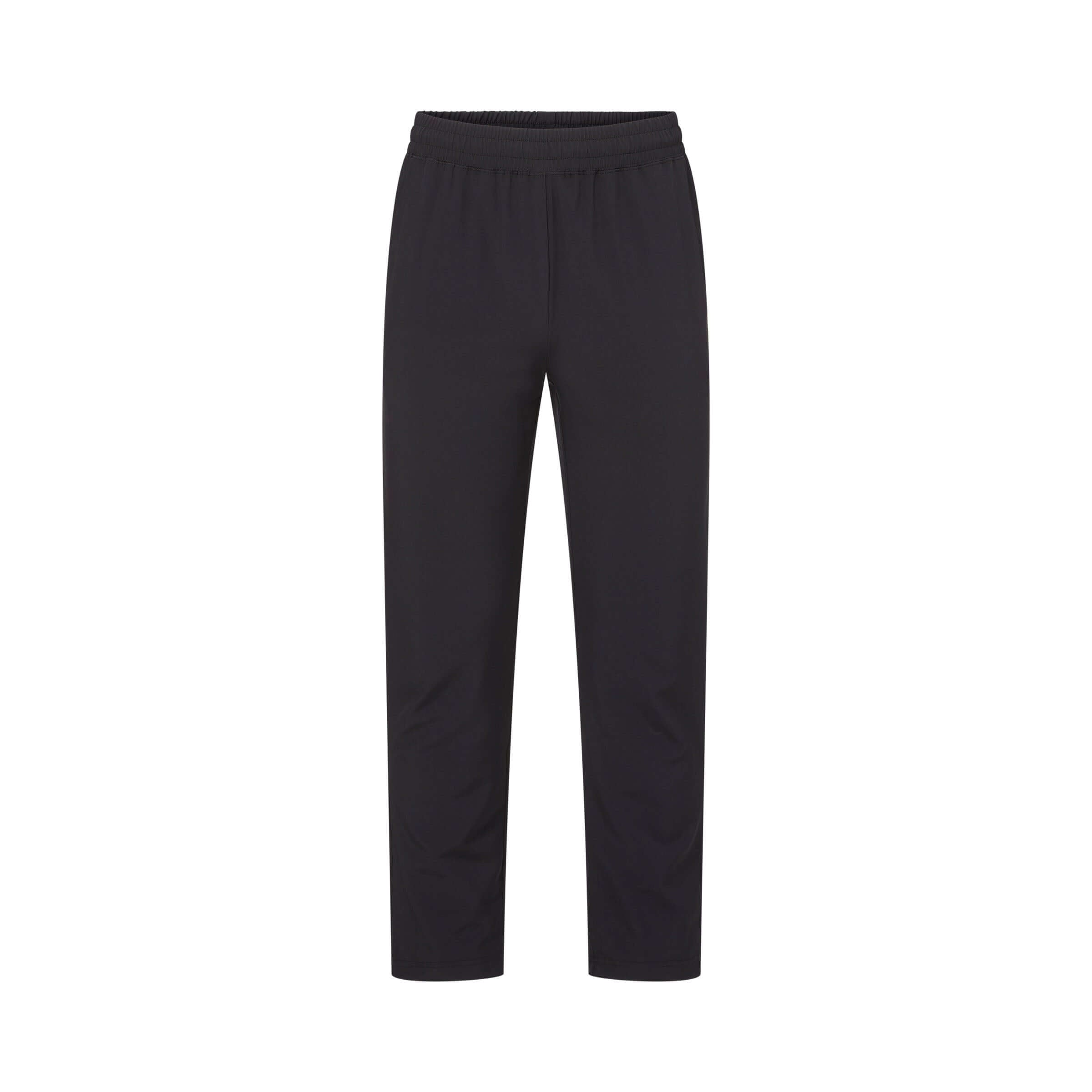 Men's adaptive elastic waist track pants in black, stylish and versatile for active lifestyles.