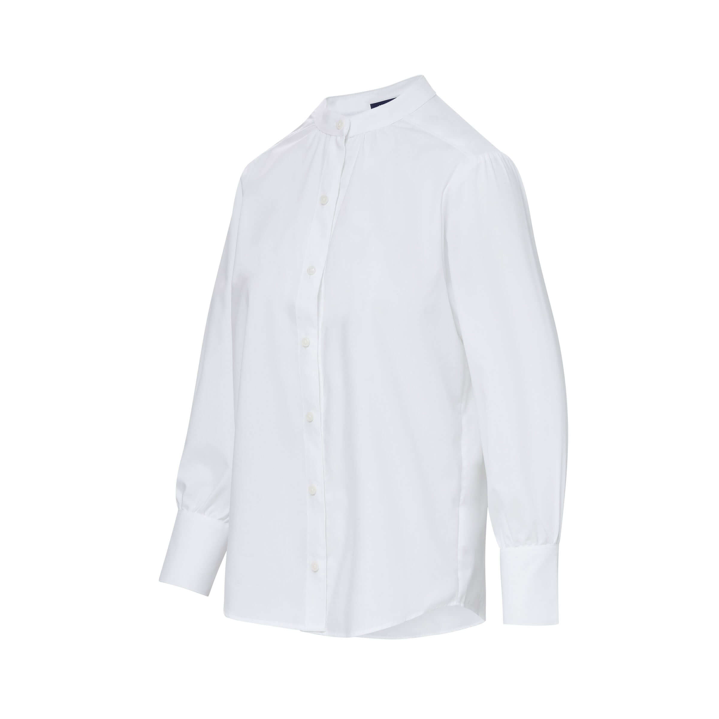 Classic white adaptive blouse with magnetic buttons, perfect for professional and casual wear.