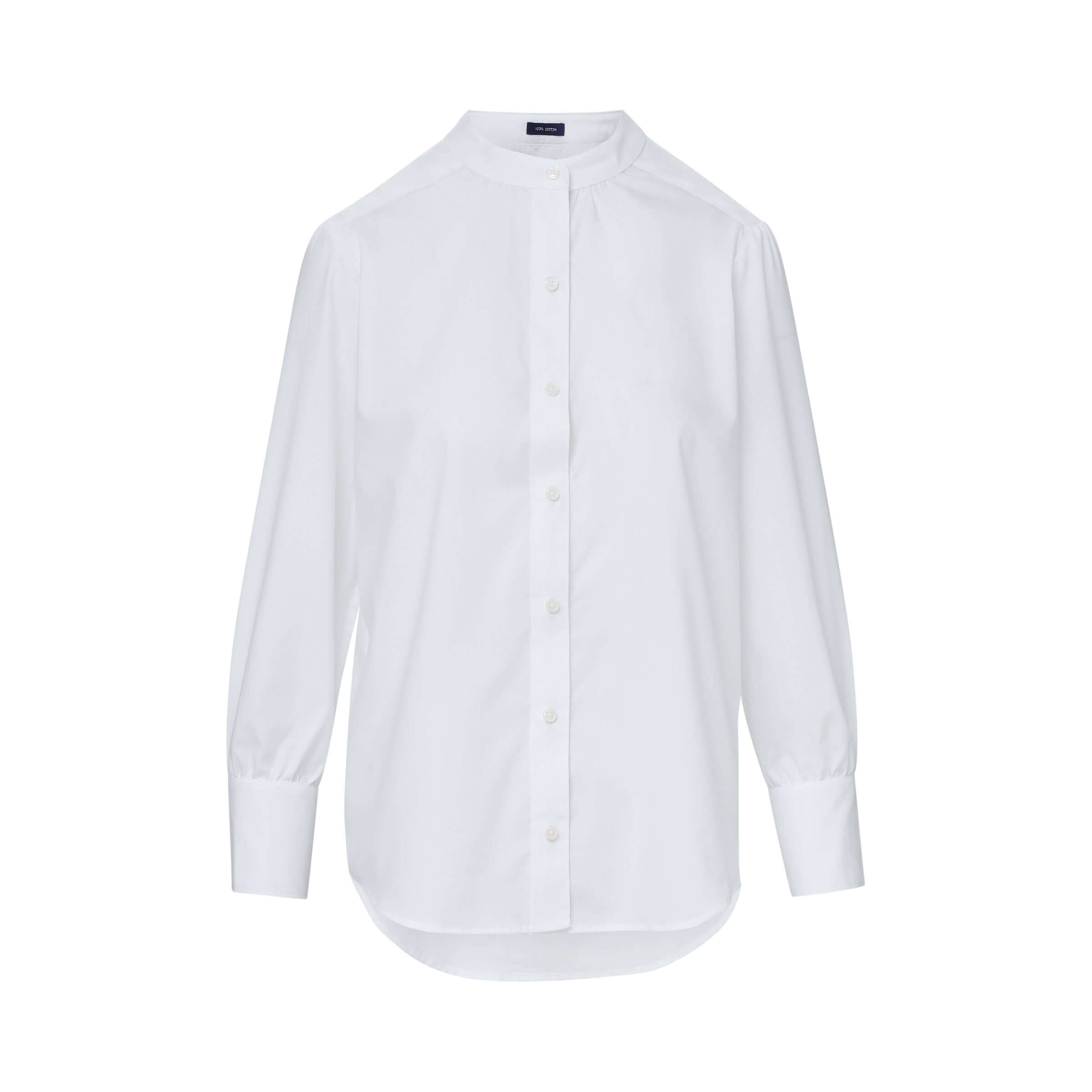 Classic white women's adaptive blouse featuring innovative magnetic closure for effortless style.