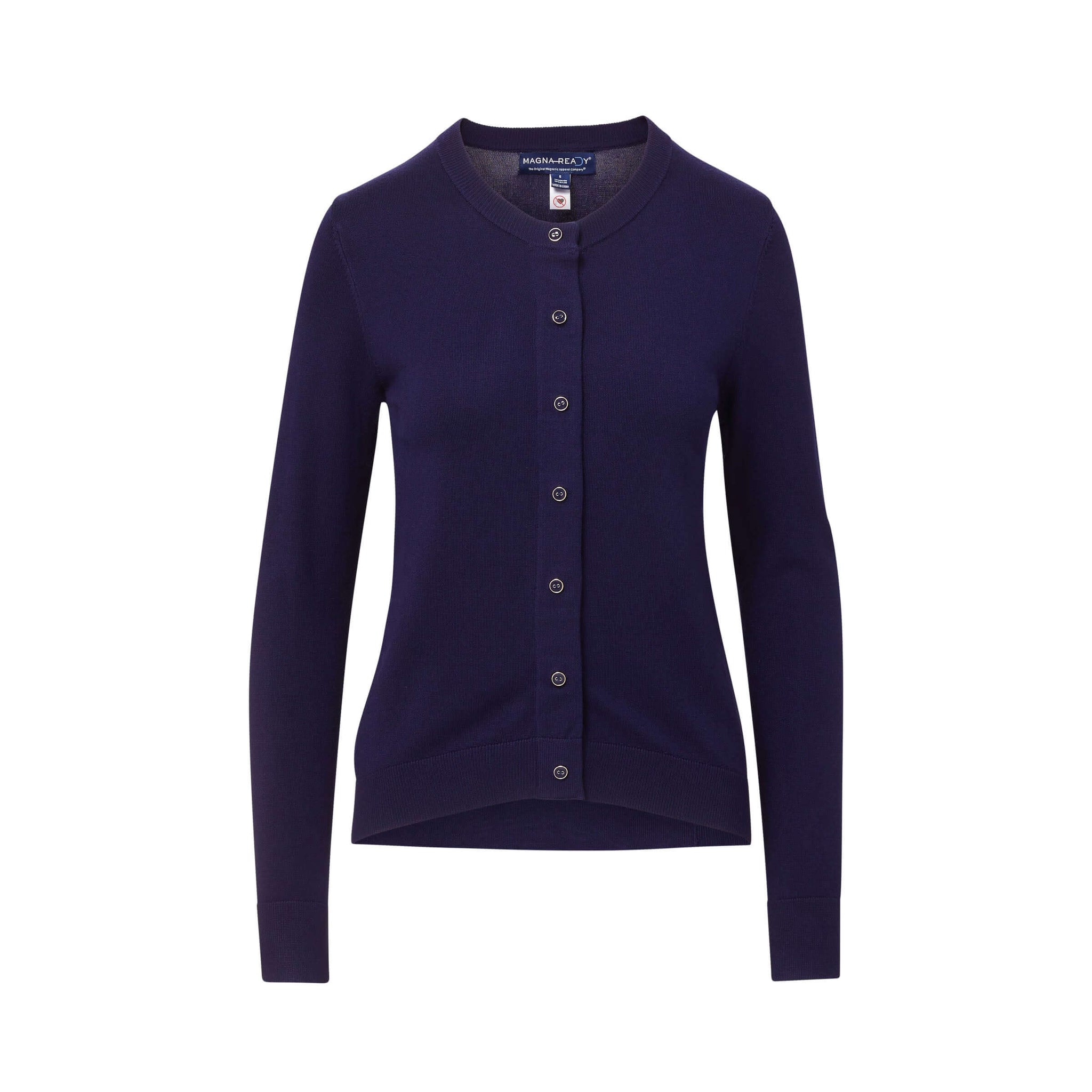 Women's Adaptive Magnetic Knit Cardigan in Navy - Main Image