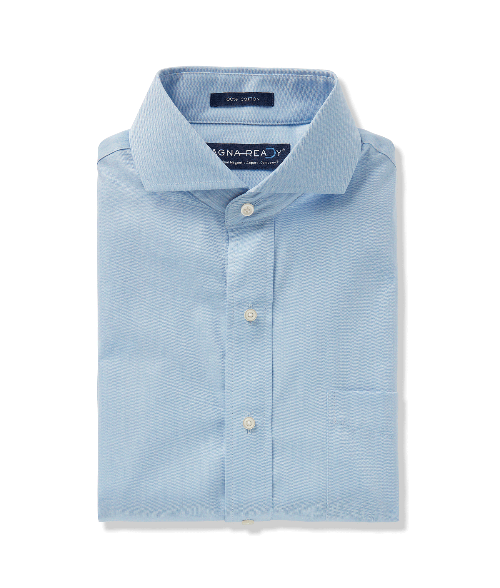 Long Sleeve Solid Micro-Herringbone Texture ‘Bryant’ Dress Shirt with Magnetic Closures | MagnaReady