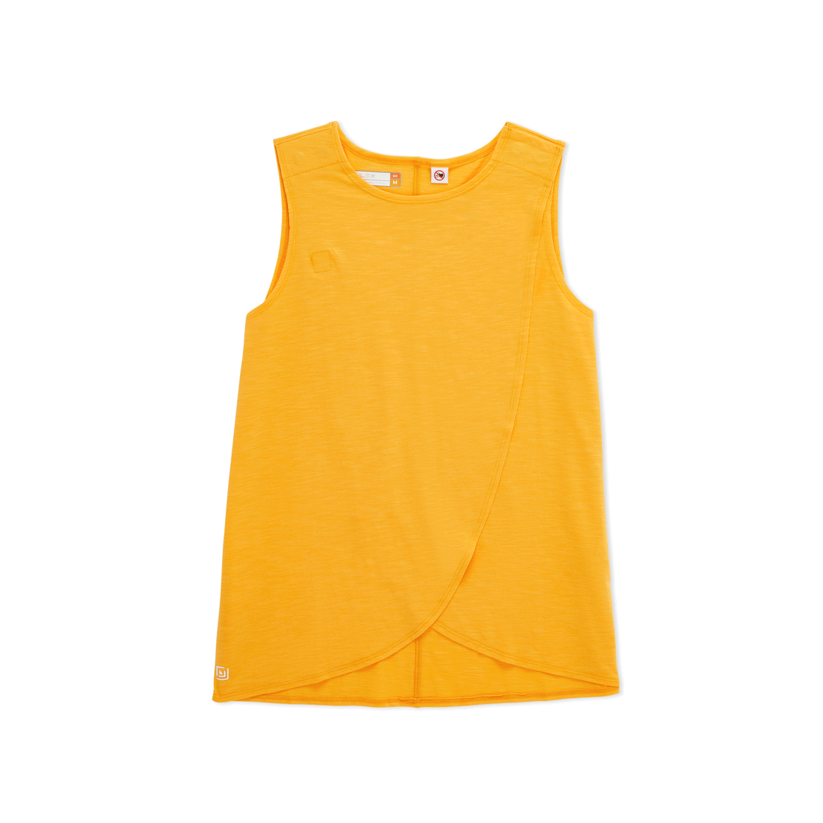 Women's adaptive yellow tank top with curved hem and magnetic closures for easy wear and stylish comfort.