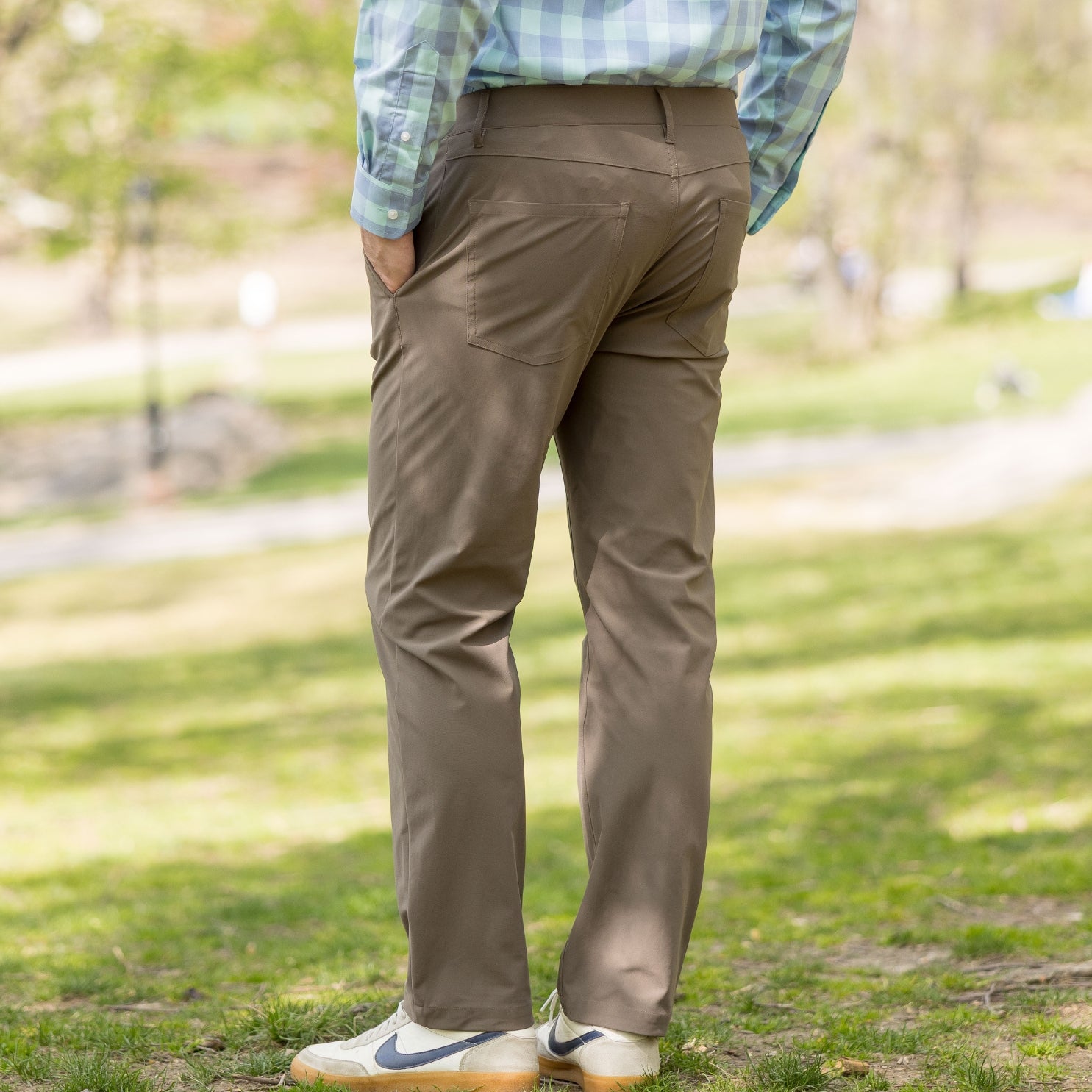 New ! Flat Front Adaptive Stretch Tech Pant with Magnetic Closures - Brown