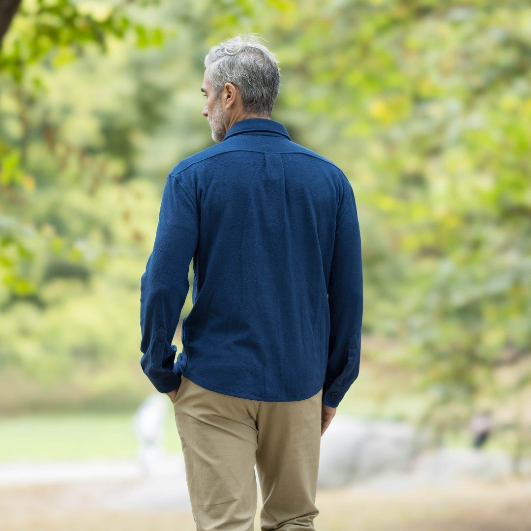 Adaptive Indigo Flannel Shirt Combo Layering Piece with Magnetic Closures